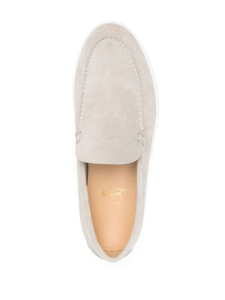 Neutral Almond-toe Suede Loafers