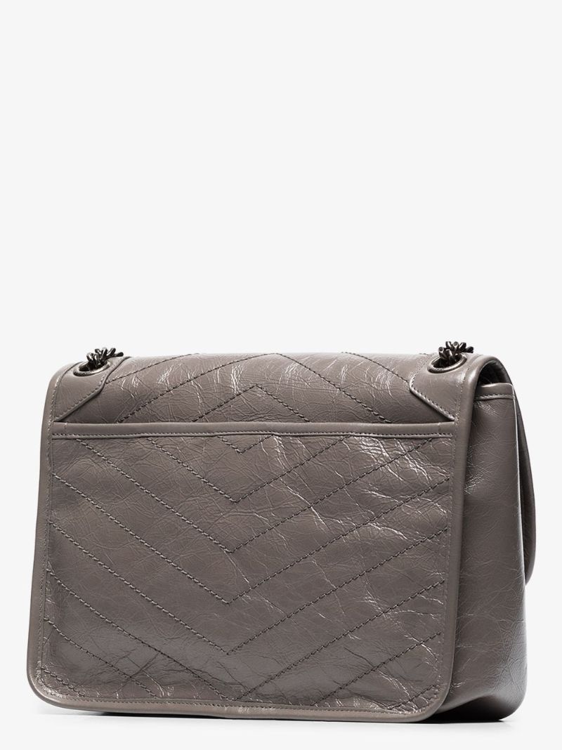 Grey Niki Medium Leather Shoulder Bag