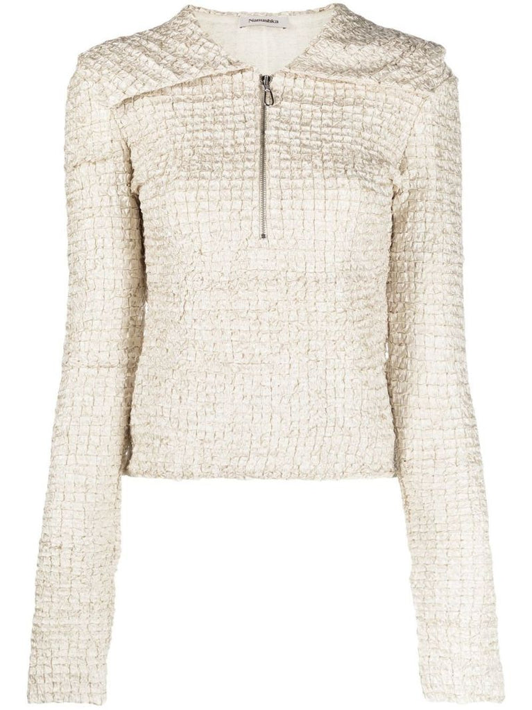 Neutral Leiko Ribbon Top