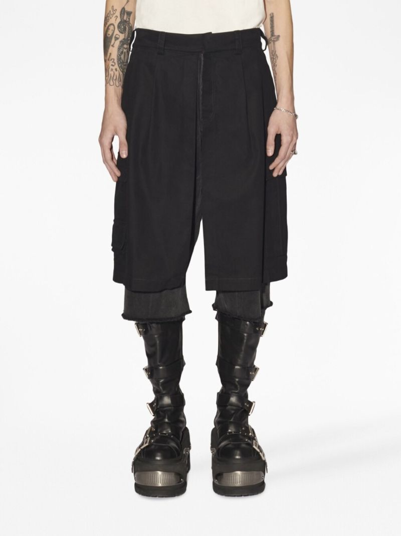 Black Layered Cotton Shorts