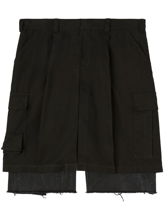 Black Layered Cotton Shorts