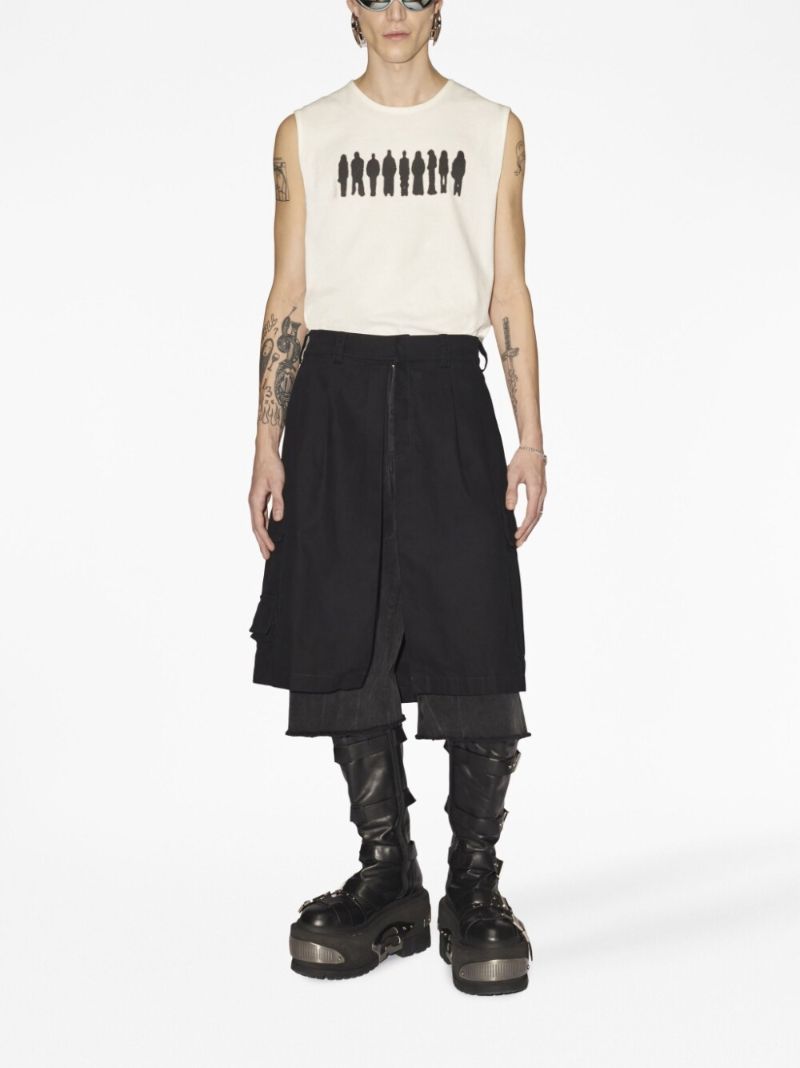 Black Layered Cotton Shorts