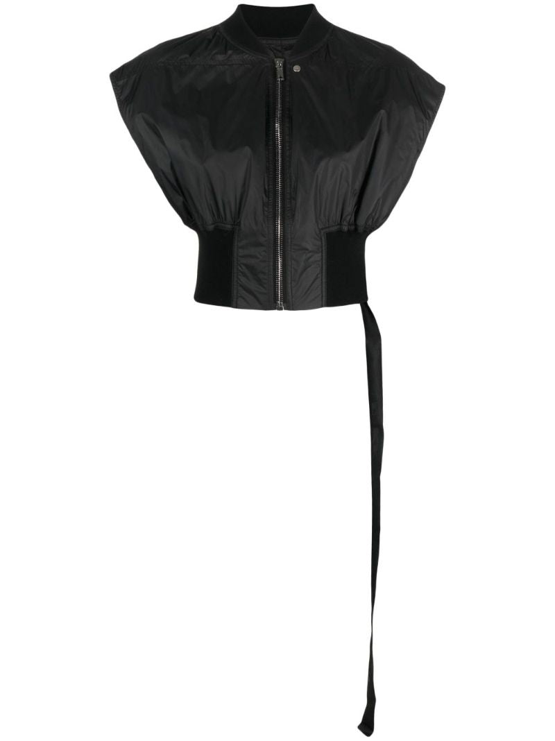 Black Sleeveless Bomber Jacket