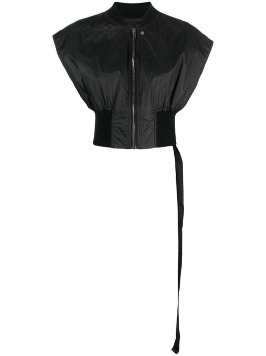 Black Sleeveless Bomber Jacket