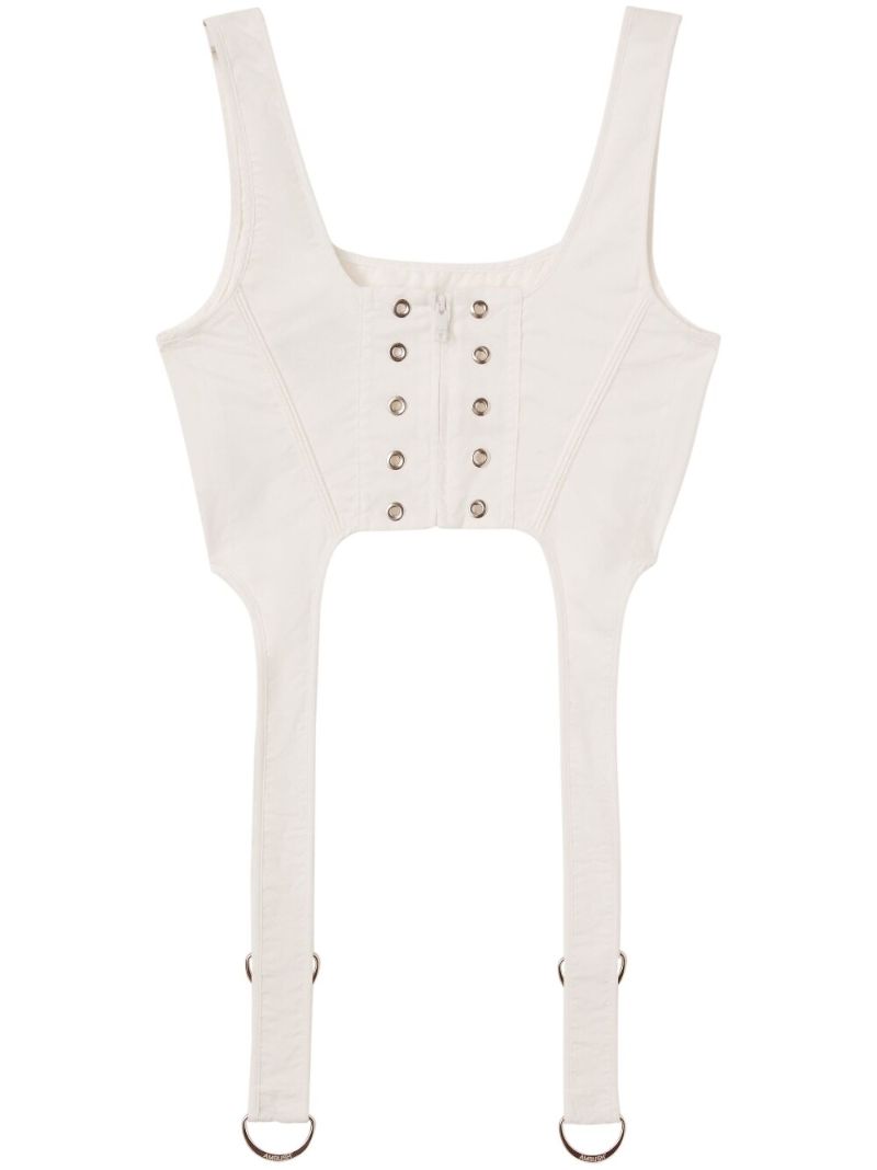 White Cotton Corset Crop Top