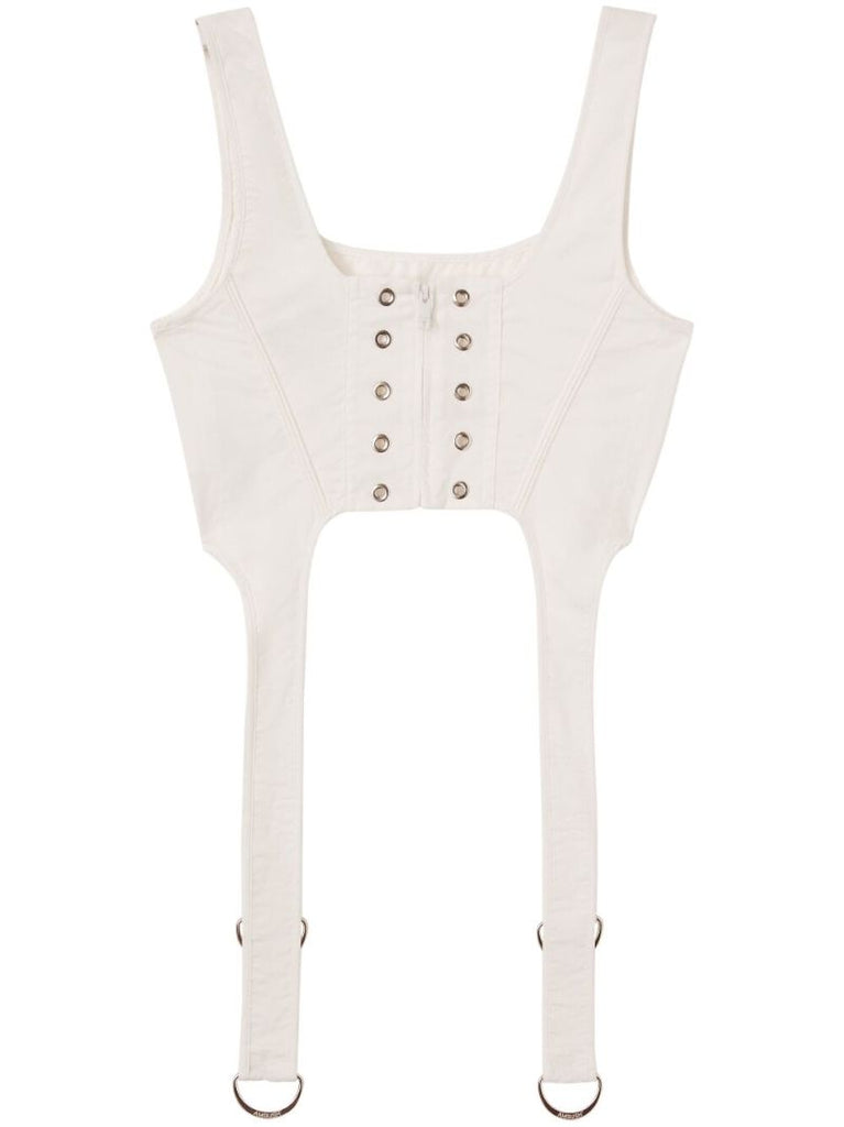 White Cotton Corset Crop Top