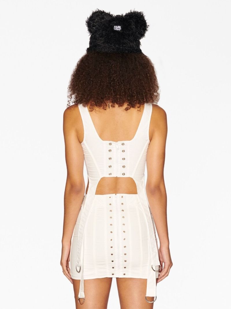 White Cotton Corset Crop Top