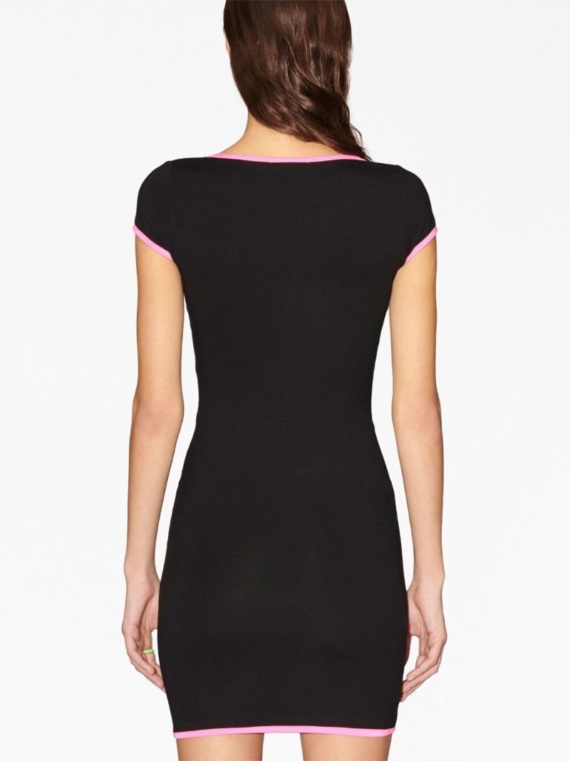 Black Contrasting Trim Mini Dress