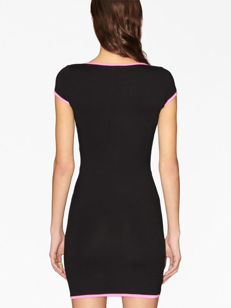 Black Contrasting Trim Mini Dress
