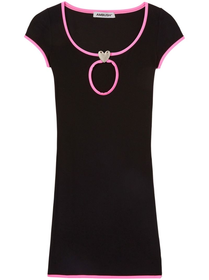 Black Contrasting Trim Mini Dress