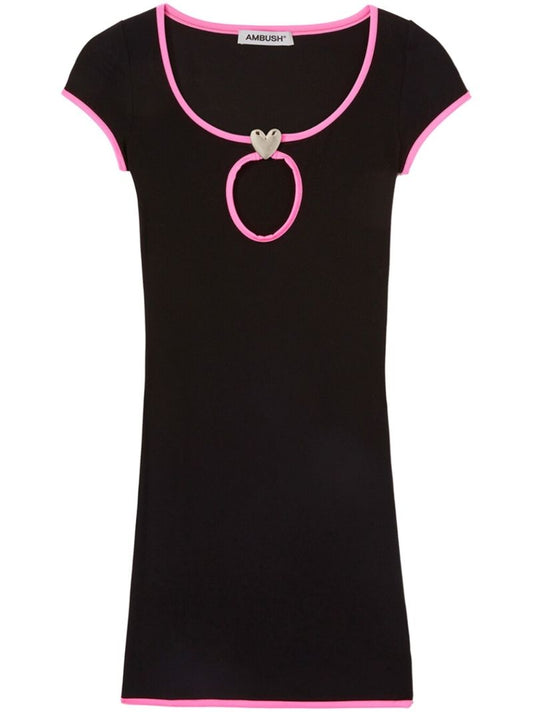 Black Contrasting Trim Mini Dress
