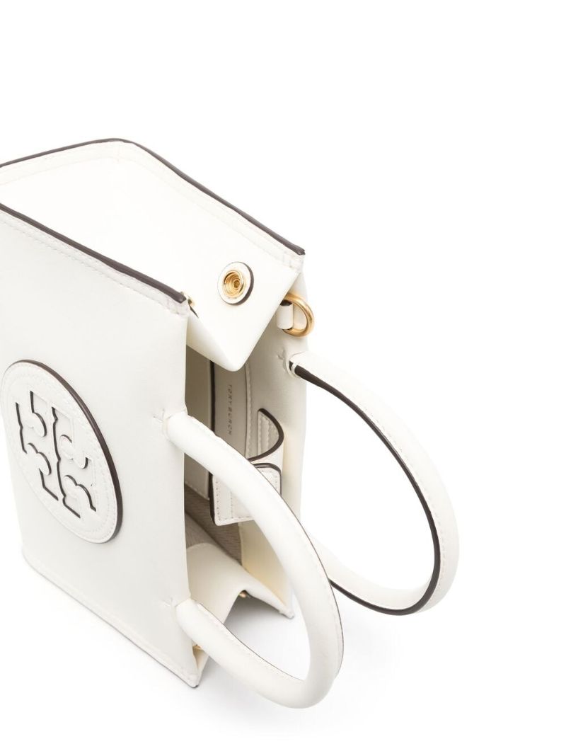 White Logo Patch Leather Tote Bag