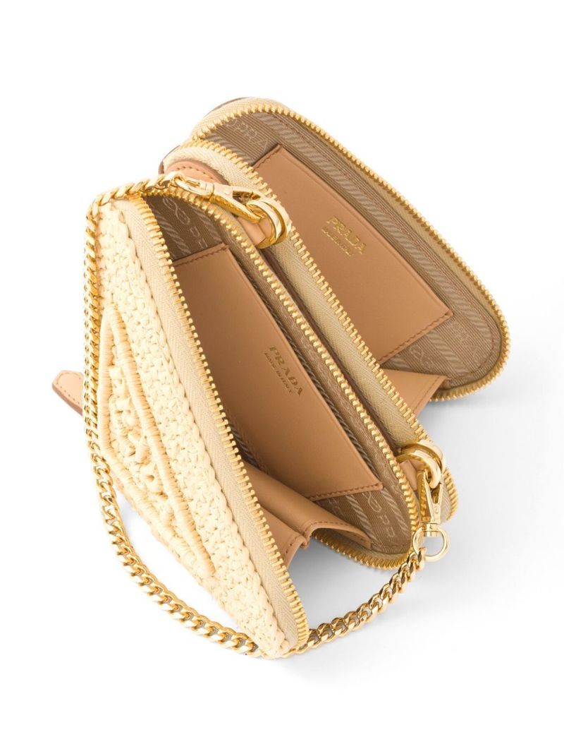 Neutral Raffia Triangle Mini Bag