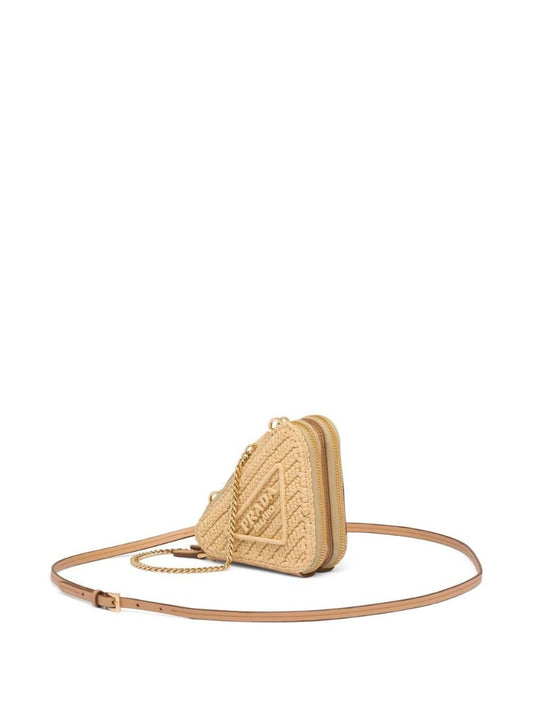 Neutral Raffia Triangle Mini Bag