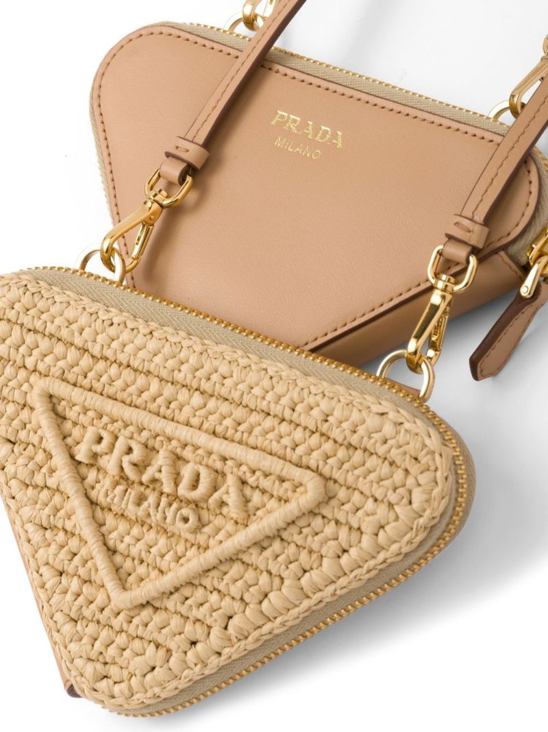Neutral Raffia Triangle Mini Bag