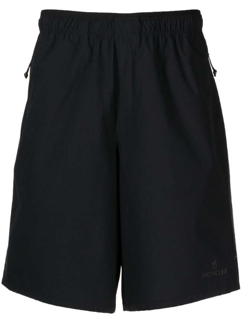 Black Ripstop Logo Print Swim Shorts