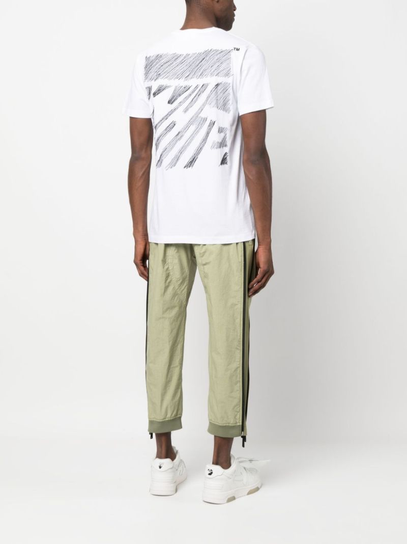 White Scribble Diag Slim Cotton T-shirt