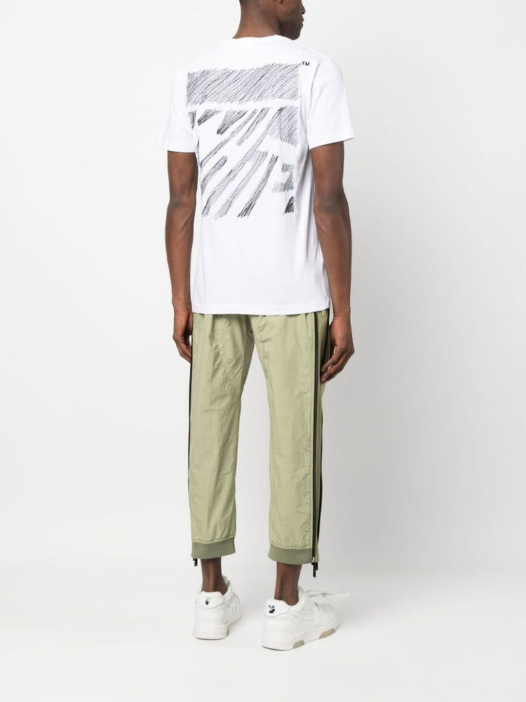 White Scribble Diag Slim Cotton T-shirt