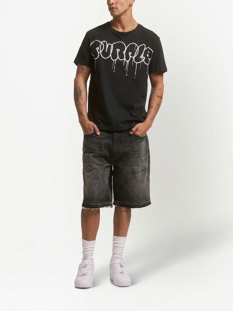 Black Distressed Denim Shorts
