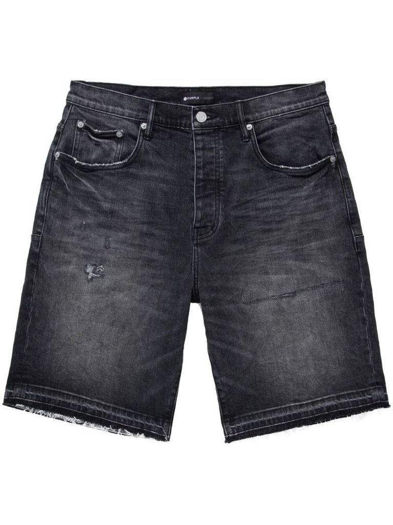 Black Distressed Denim Shorts