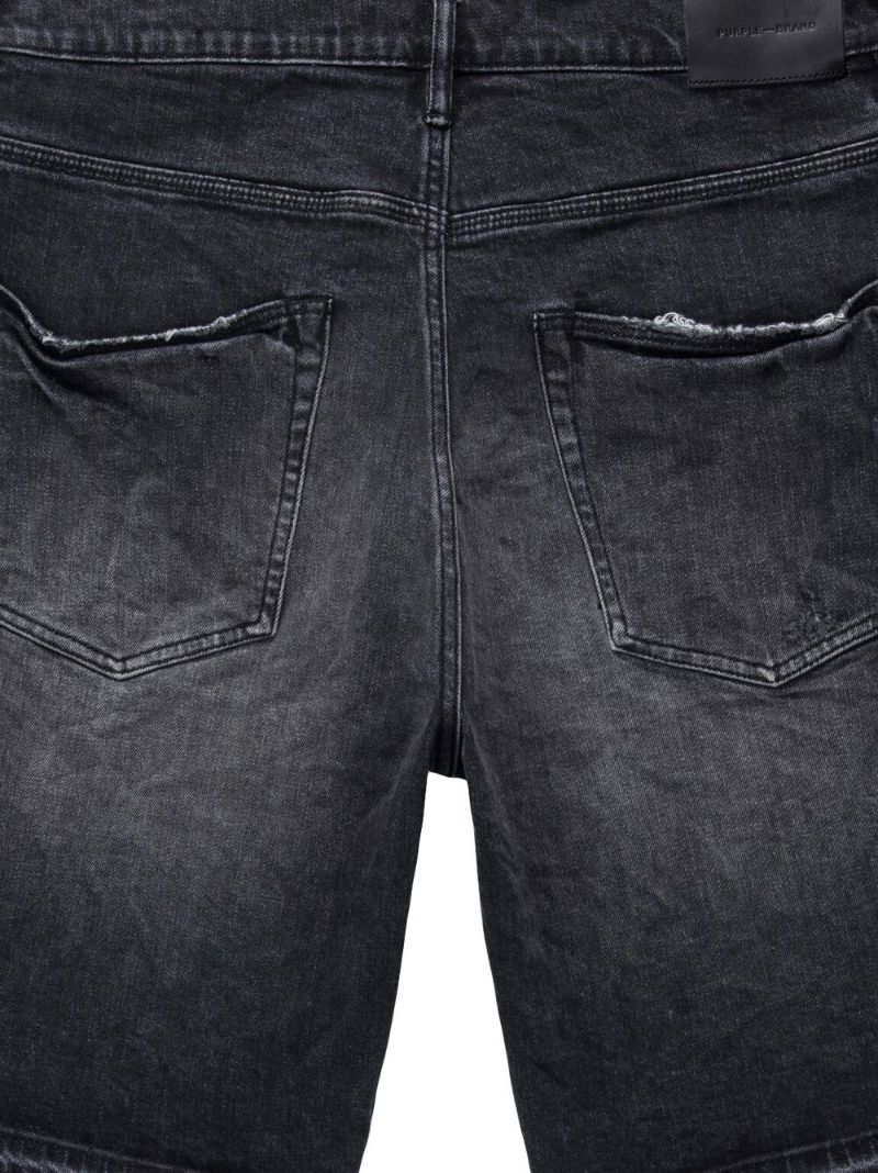 Black Distressed Denim Shorts