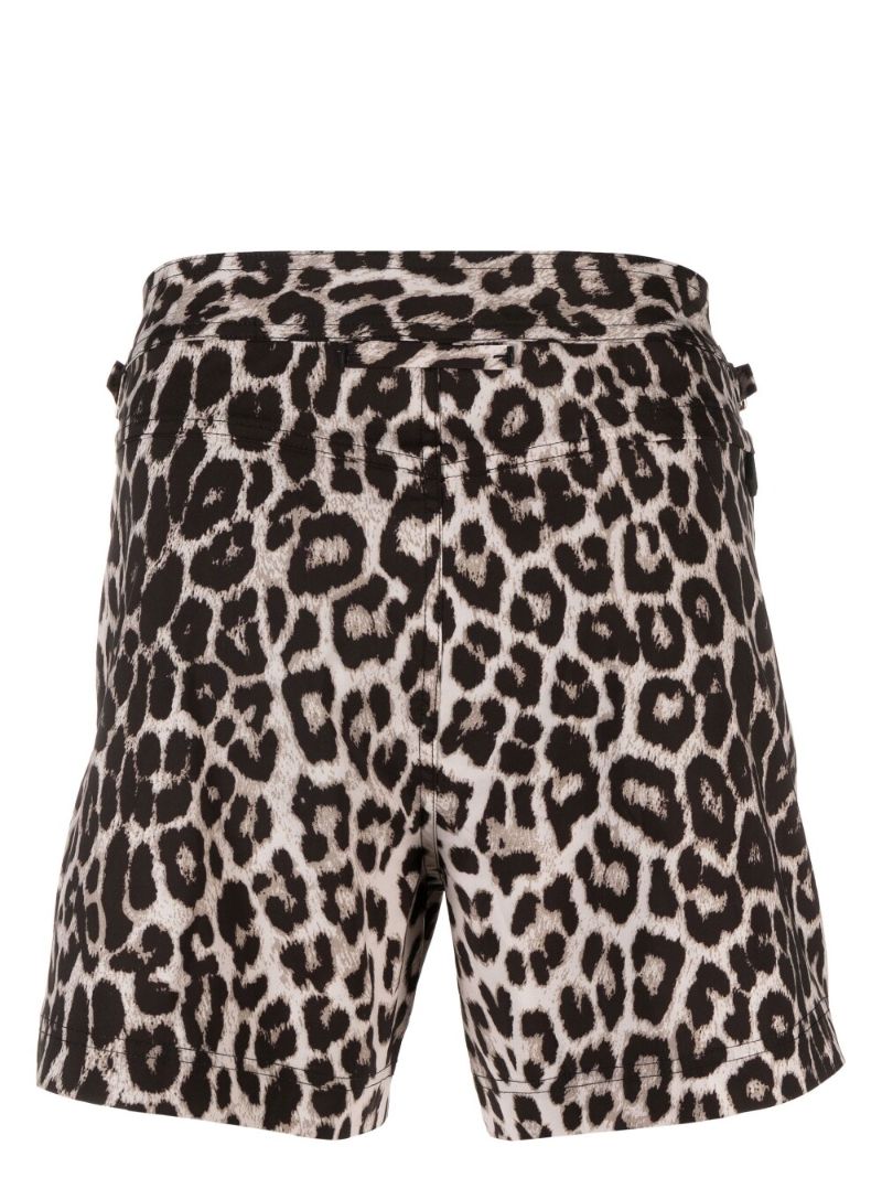 Black Snow Leopard Print Swim Shorts