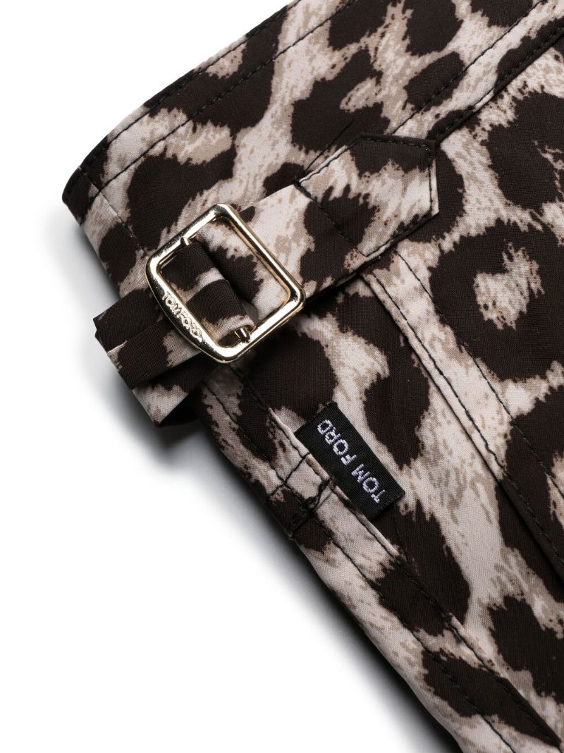 Black Snow Leopard Print Swim Shorts
