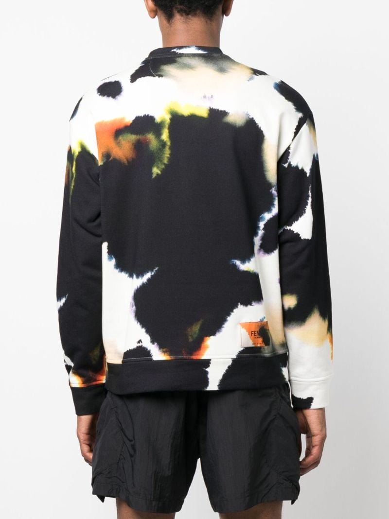 Black Tie-dye Logo-debossing Cotton Sweatshirt