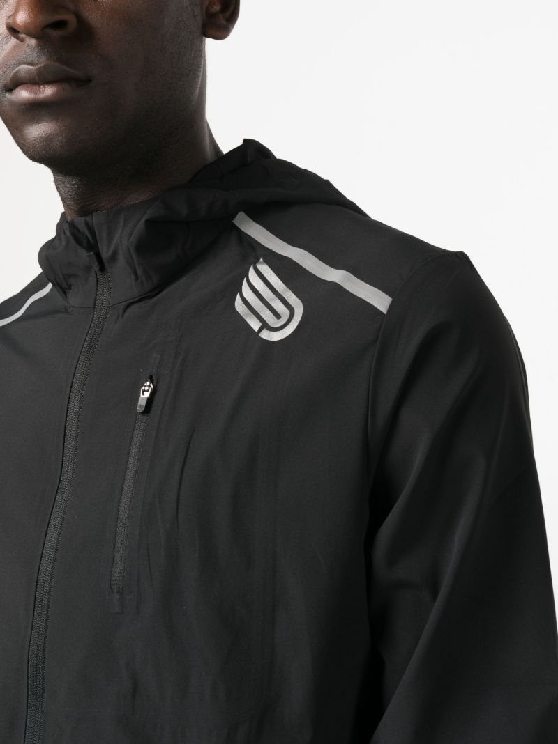 Black Ecolite Hooded Running Jacket