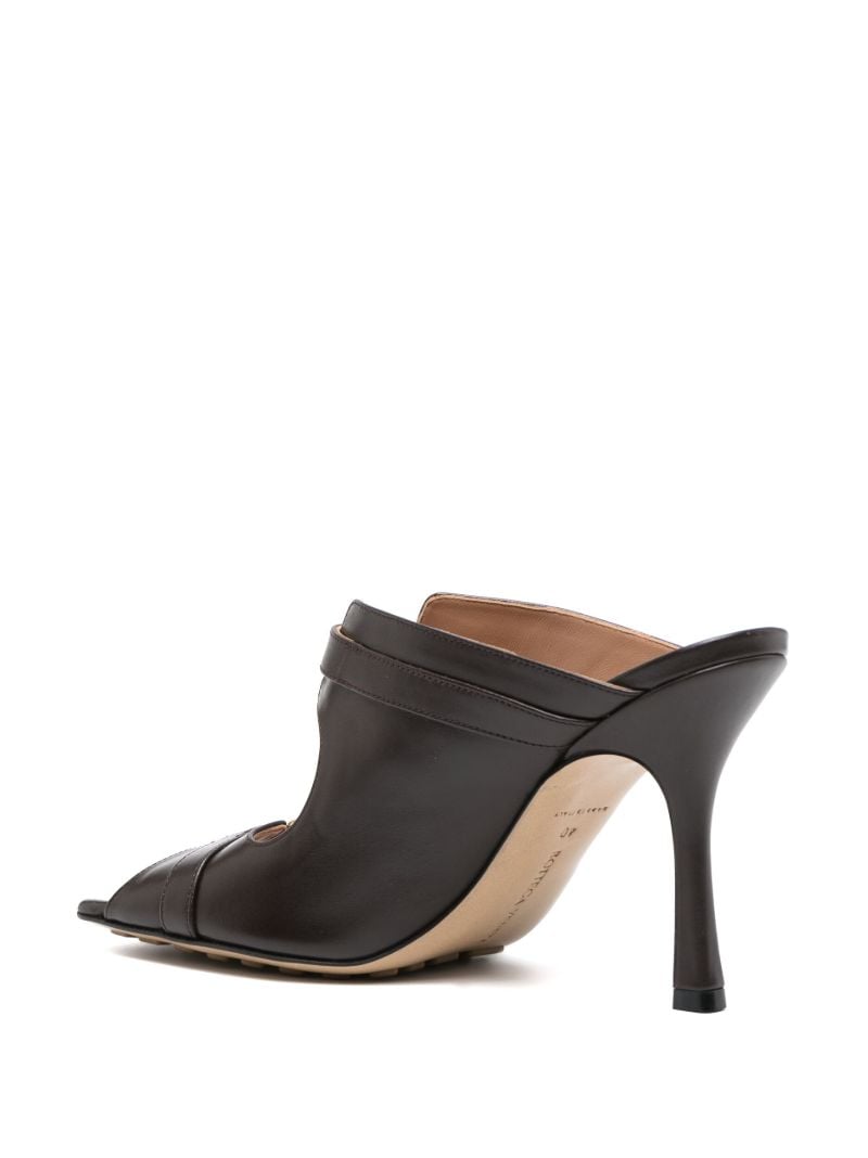 Brown Stretch Buckle 90 Leather Mules