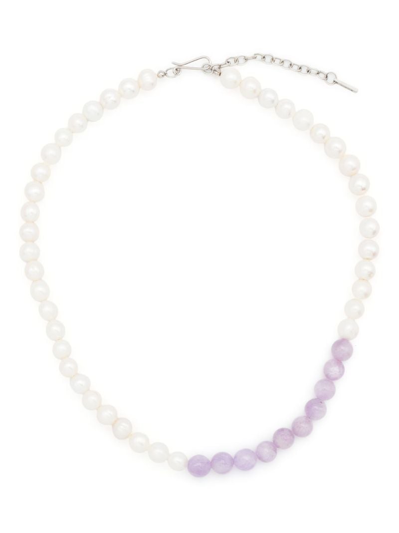 Platinum-plated So Far So Good Pearl and Jade Necklace