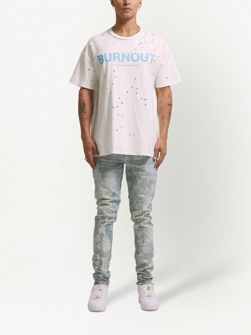 White Logo Print Cotton T-shirt