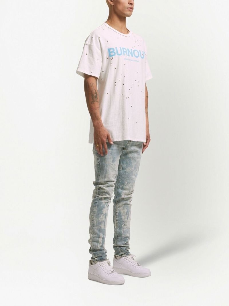 White Logo Print Cotton T-shirt