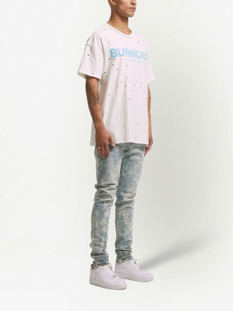White Logo Print Cotton T-shirt