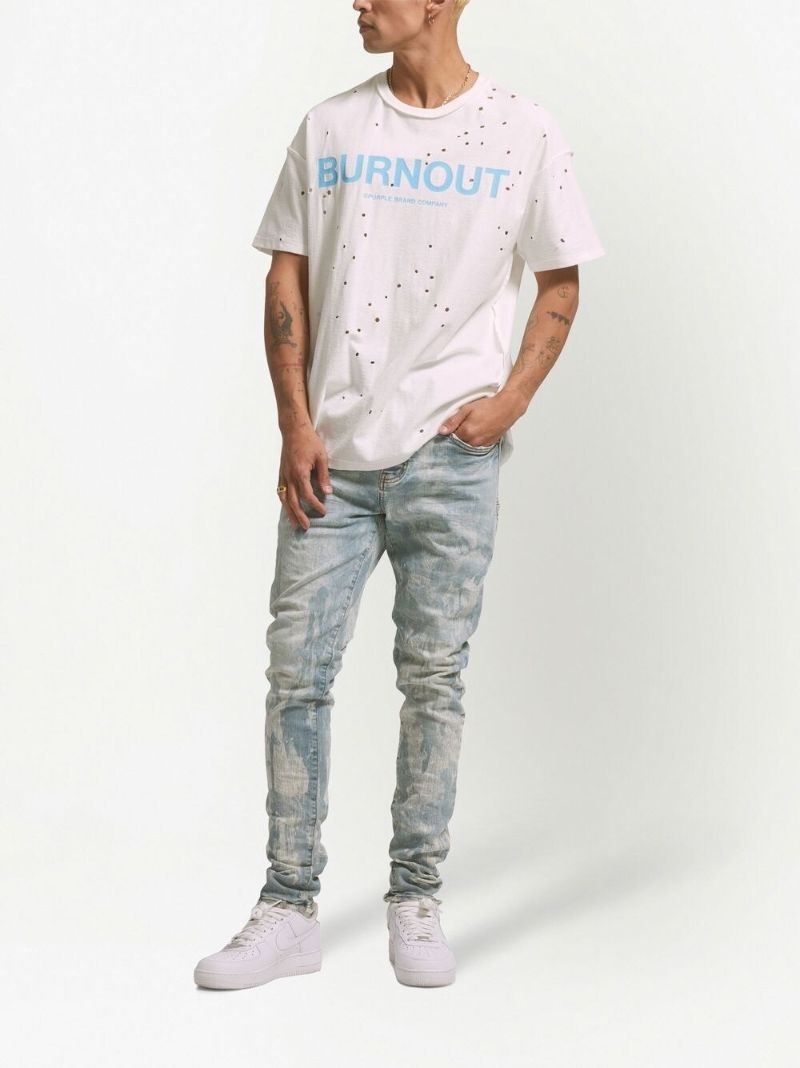 White Logo Print Cotton T-shirt