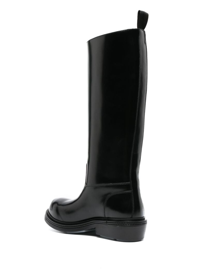 Black Knee High Leather Boots