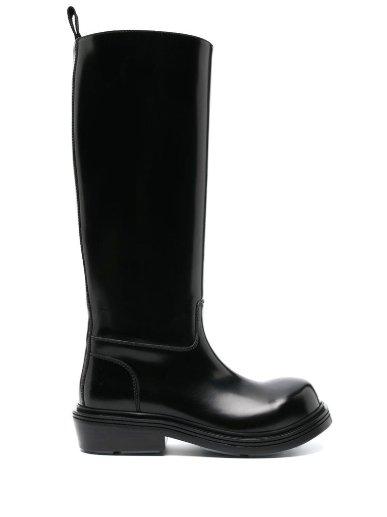 Black Knee High Leather Boots