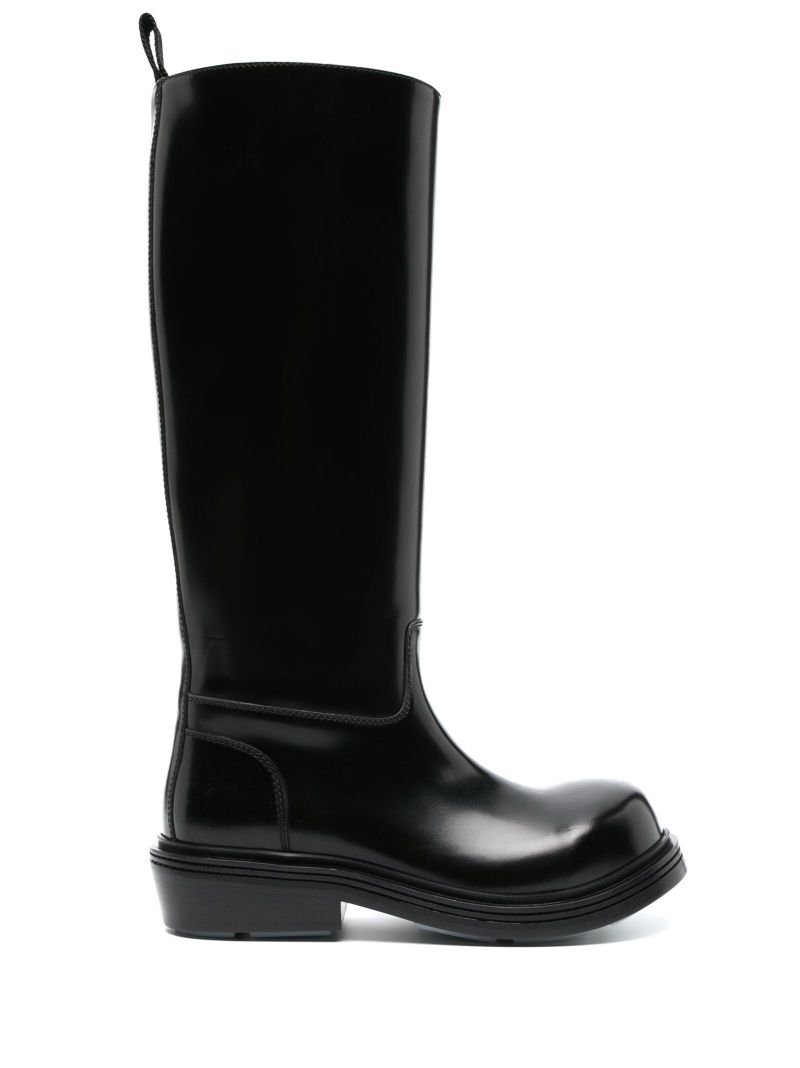 Black Knee High Leather Boots