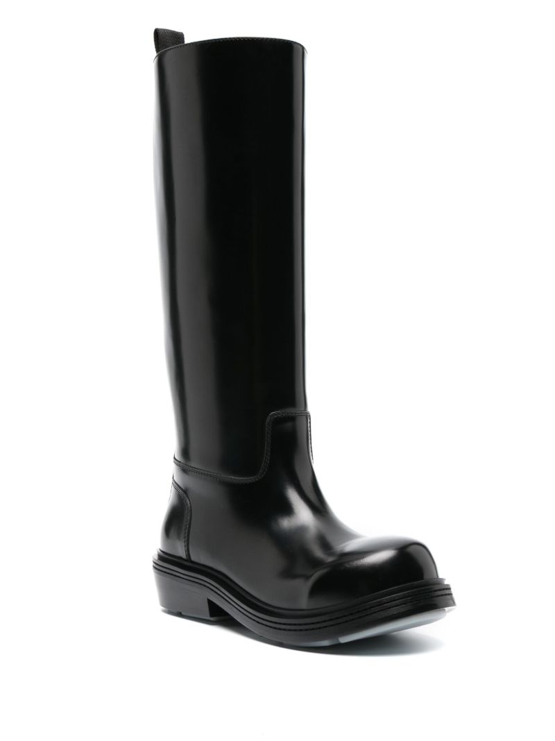Black Knee High Leather Boots
