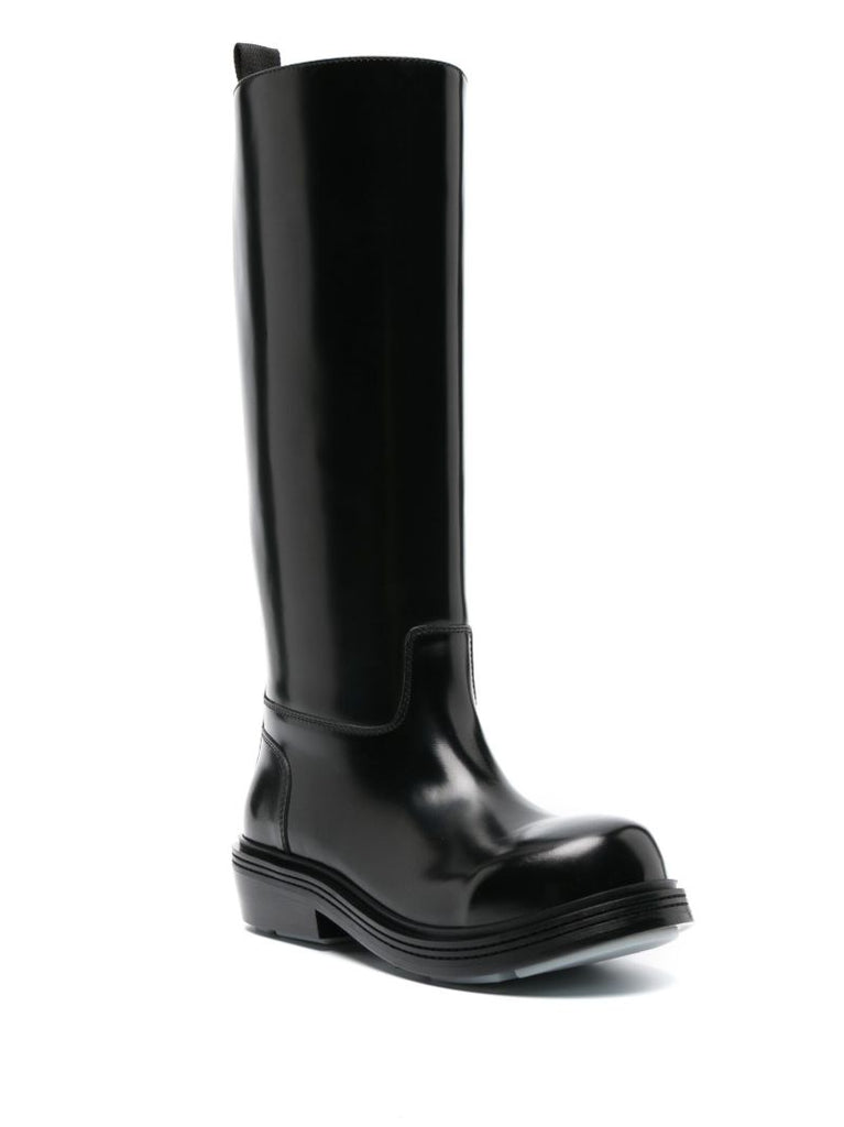 Black Knee High Leather Boots