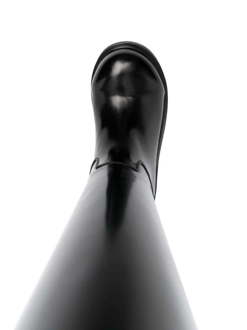 Black Knee High Leather Boots