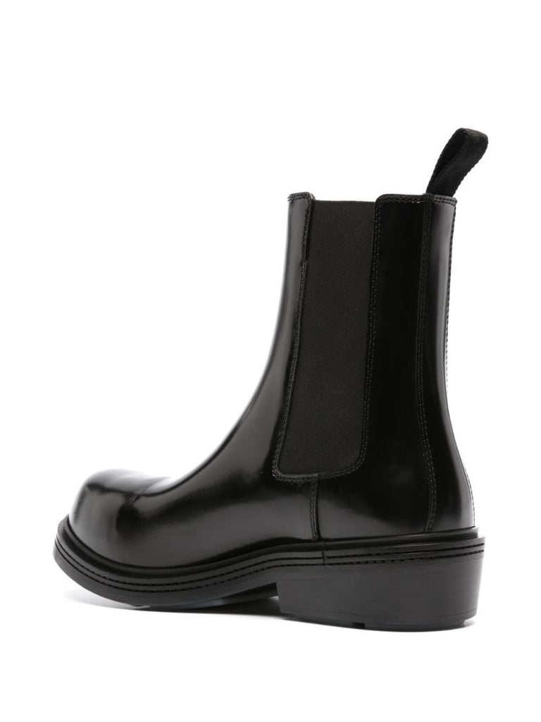 Black Fireman Leather Chelsea Boots