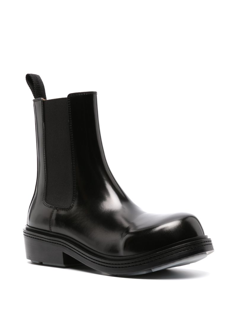 Black Fireman Leather Chelsea Boots