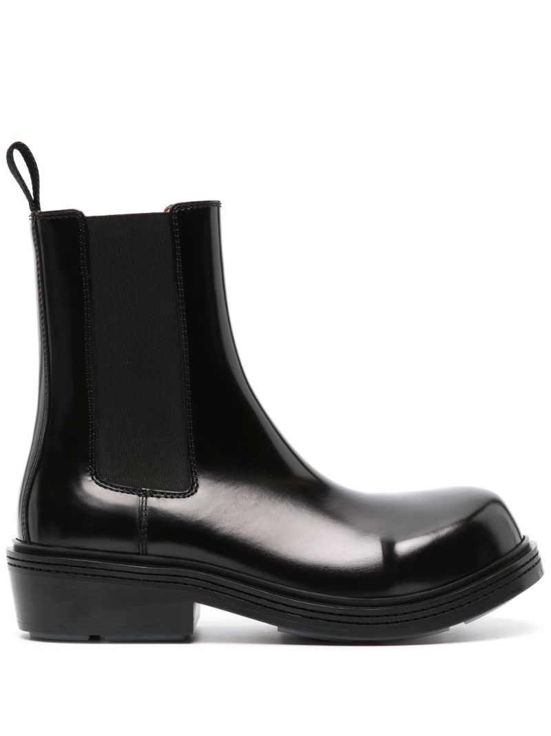 Black Fireman Leather Chelsea Boots