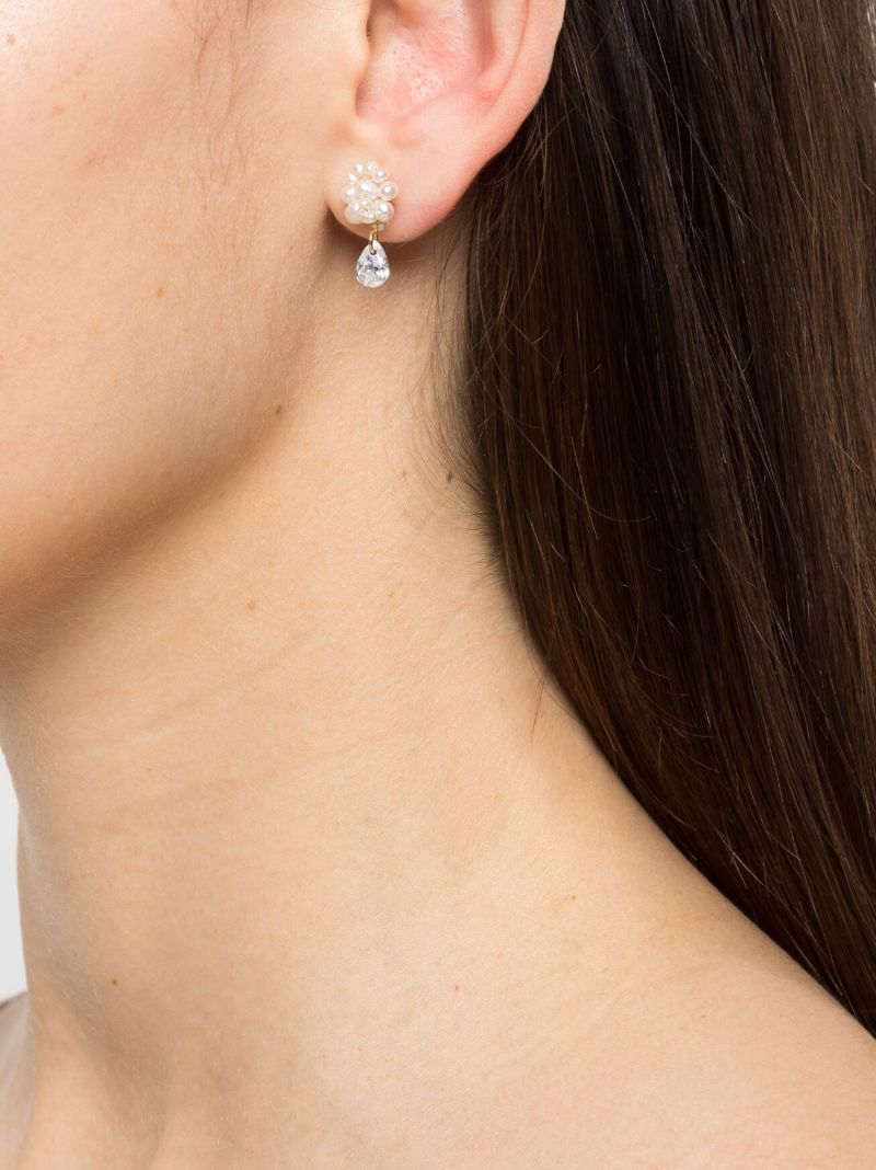 Gold Vermeil Time Is Layered in Ice Pearl and Crystal Drop Earrings
