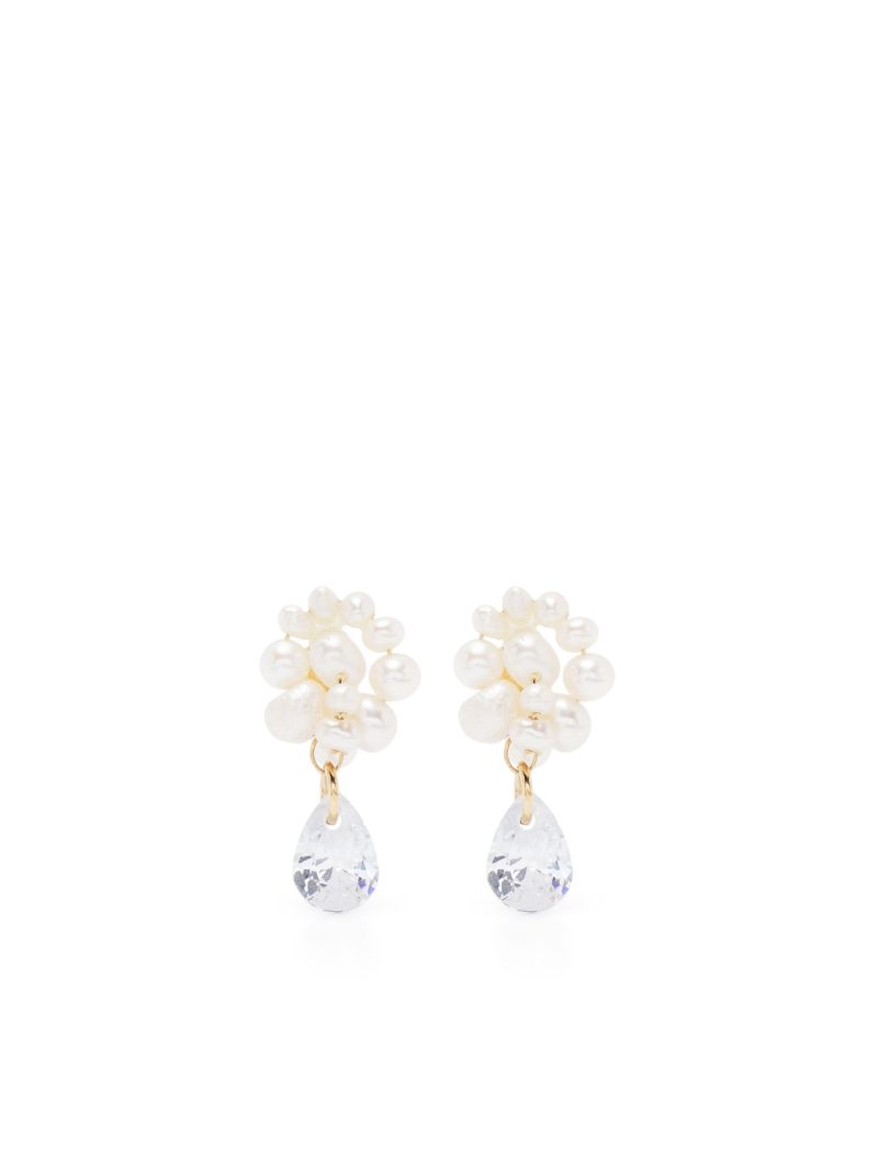 Gold Vermeil Time Is Layered in Ice Pearl and Crystal Drop Earrings