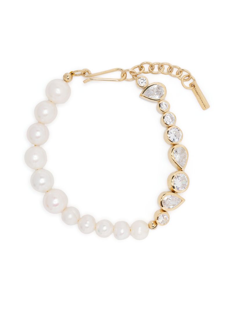 Gold Vermeil Glitch Pearl and Crystal Bracelet