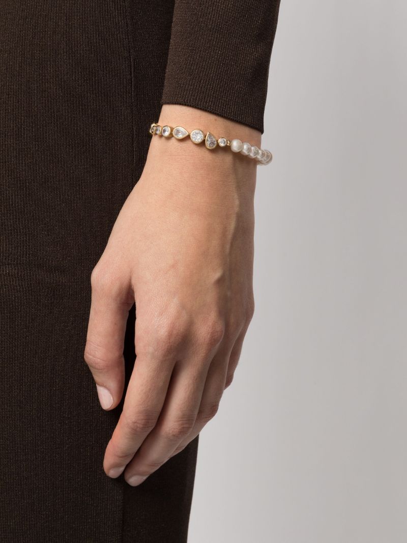 Gold Vermeil Glitch Pearl and Crystal Bracelet