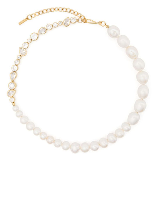 Gold Vermeil the Temporal Anomaly Pearl and Crystal Necklace