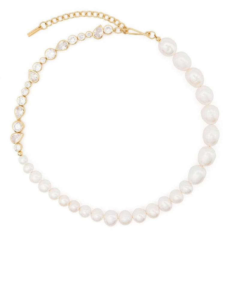 Gold Vermeil the Temporal Anomaly Pearl and Crystal Necklace